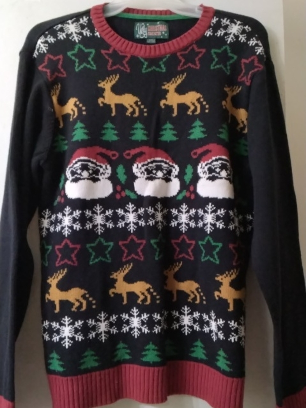 Ugly Christmas Sweater Black Red Green Gold Women's Sz XXXL